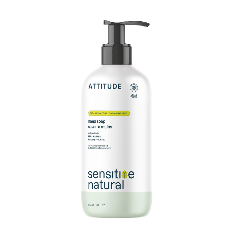 ATTITUDE front packaging showing bottle and fresh apple scent benefit
