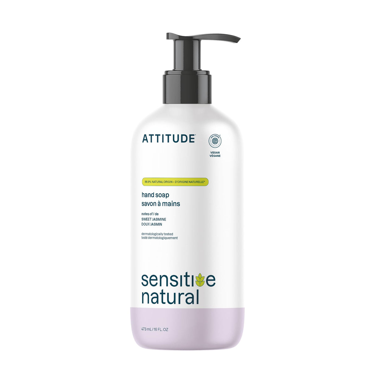 ATTITUDE front packaging showing bottle and label, highlights gentle formula