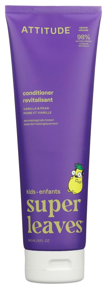 ATTITUDE kids conditioner front bottle view showing label and scent benefits
