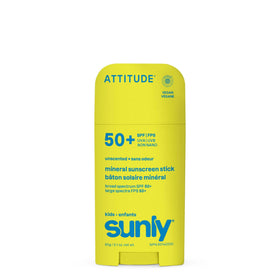 ATTITUDE kids sunscreen stick front packaging showing clean label and SPF 50 protection