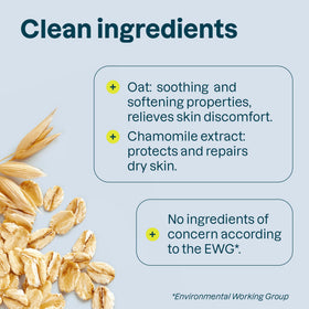 ATTITUDE oat and chamomile ingredients displayed to highlight soothing action