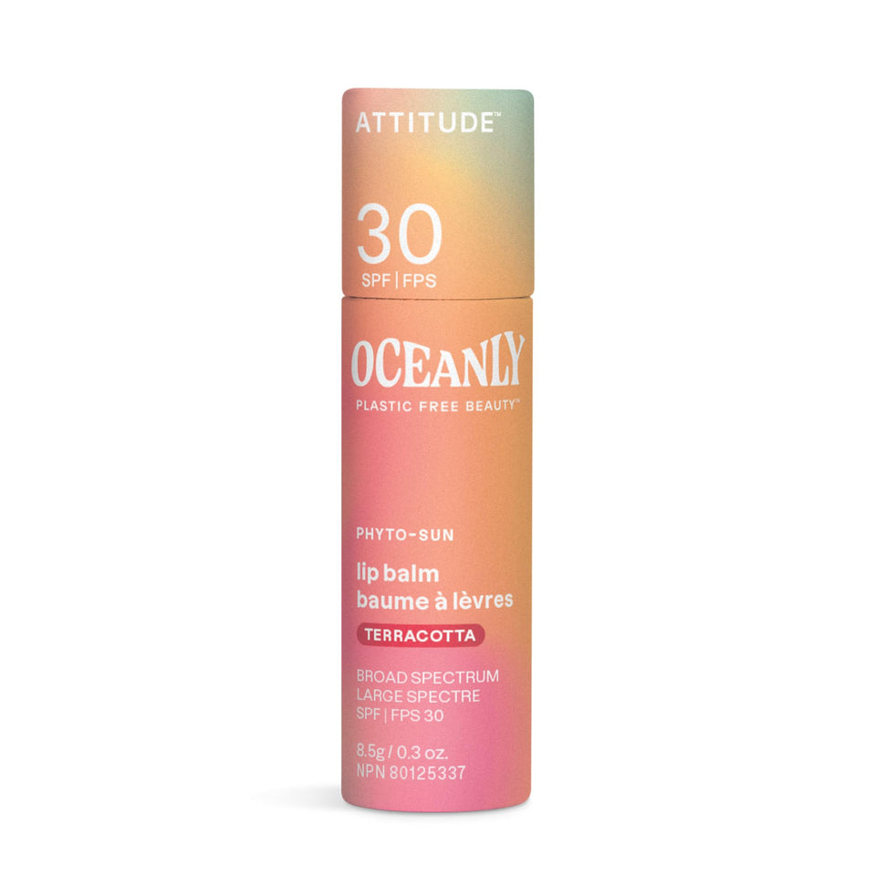 BIO SPECTRA ATTITUDE front packaging showing terracotta tinted lip balm and benefits