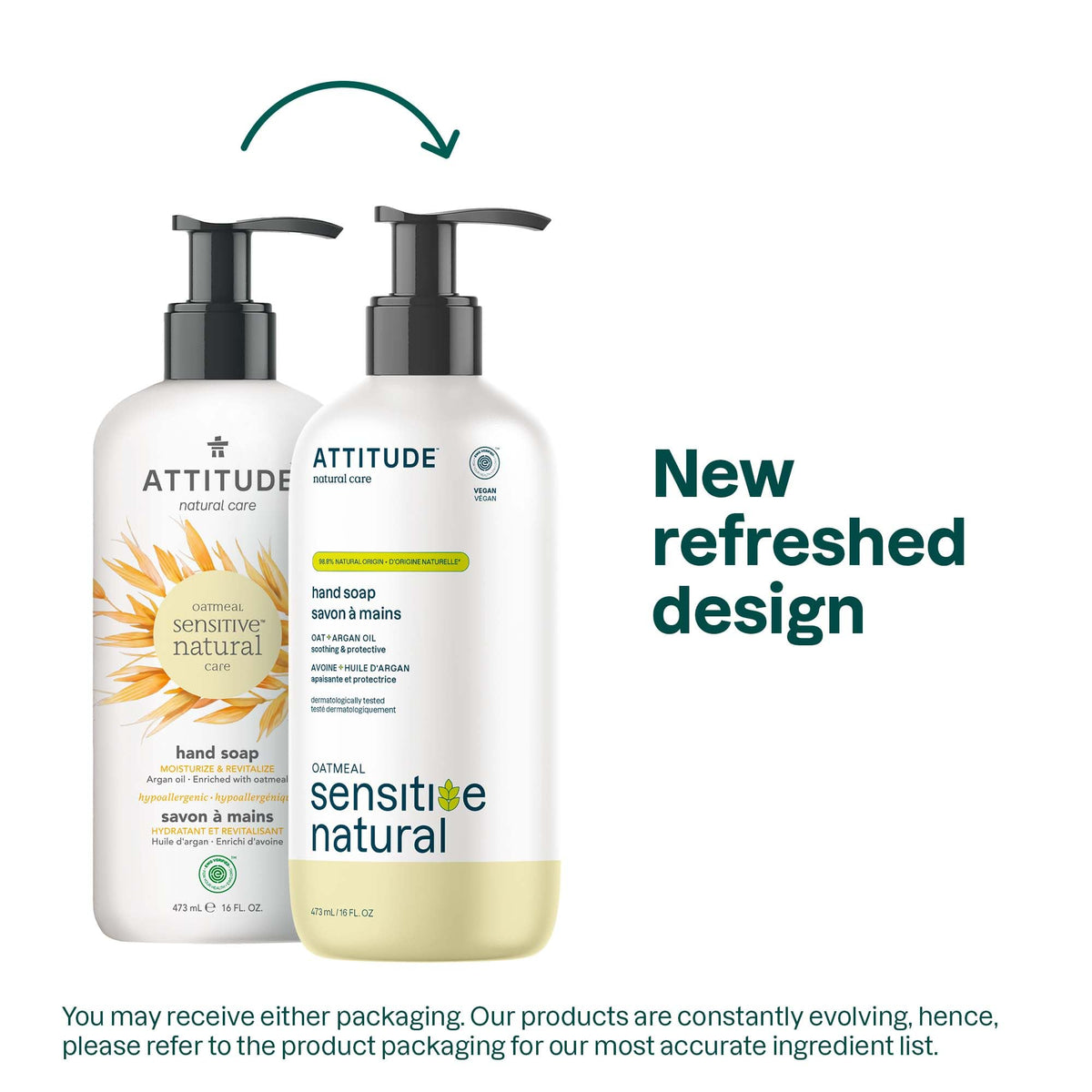 ATTITUDE pump and label close-up highlighting clean ingredients