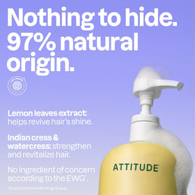 ATTITUDE pouring shampoo texture illustrating gentle, non-stripping cleanse