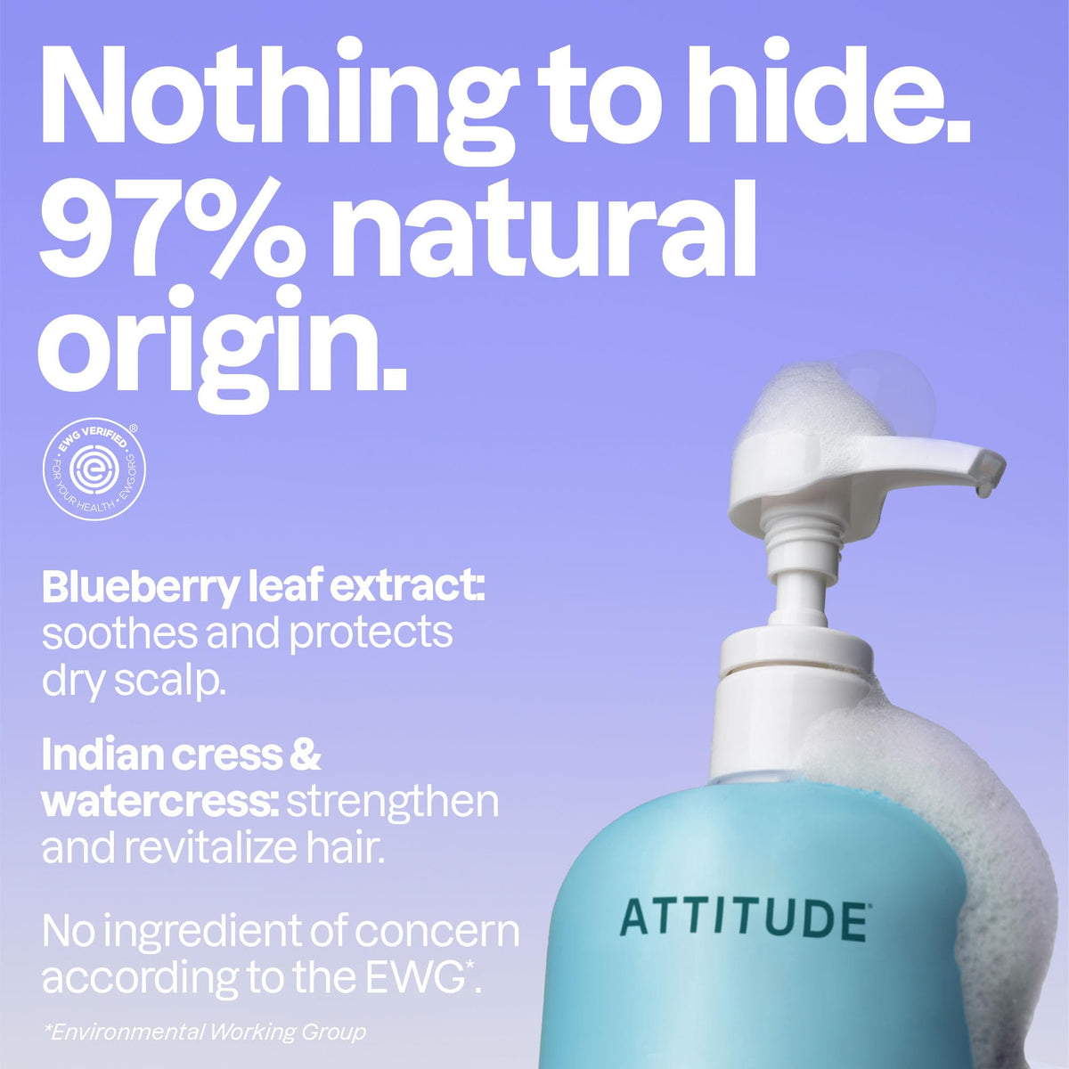 ATTITUDE pump dispensing shampoo for easy application and control