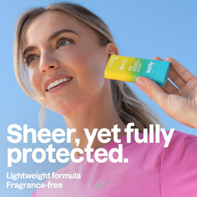ATTITUDE sunscreen next to everyday items showing 0.53 oz travel size and pocket-friendly benefit