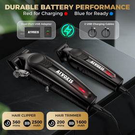 ATVOXIS dual charging stands with clippers docked for always-ready cordless use