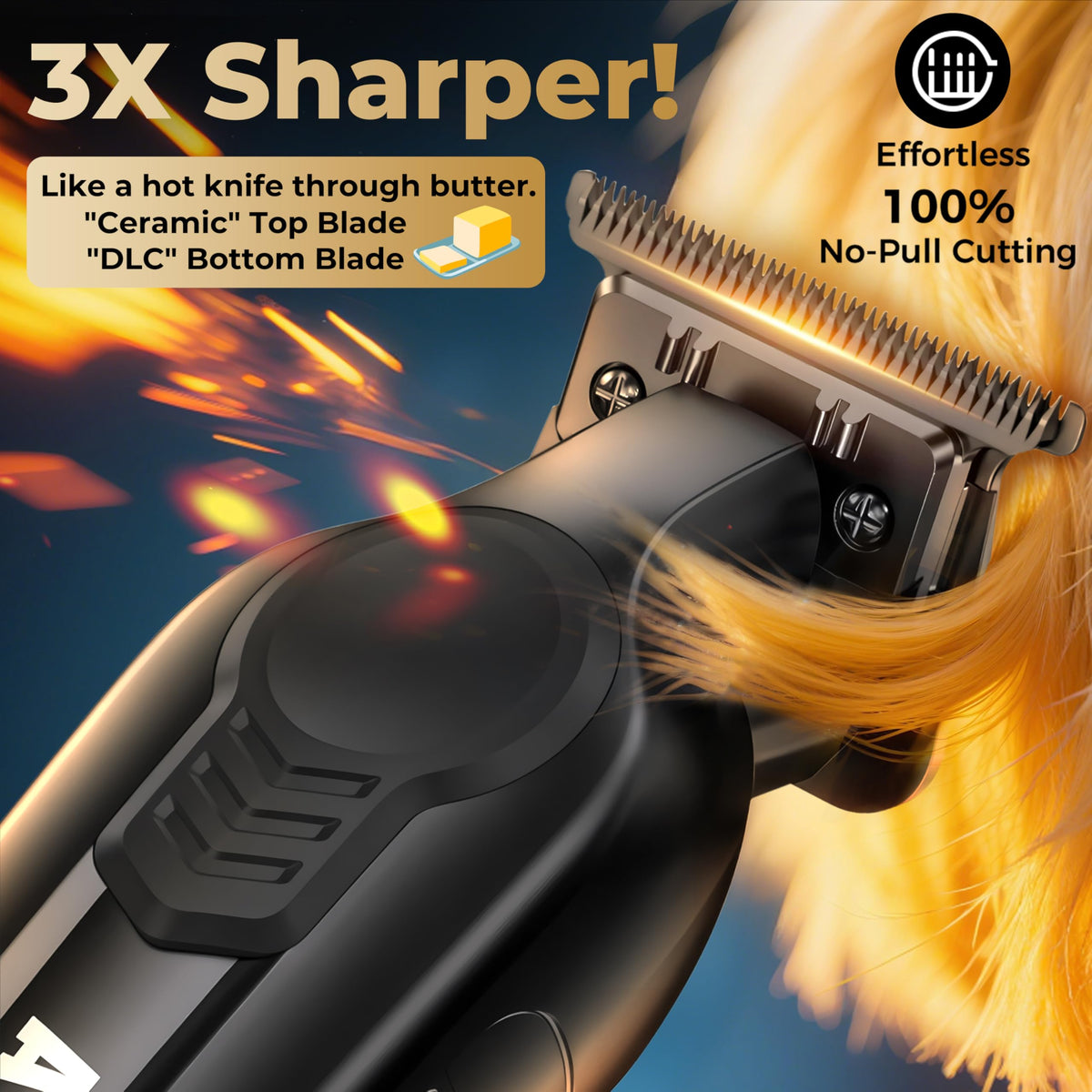 ATVOXIS close-up of DLC-coated T-blade showing sharp edge and lasting durability benefits