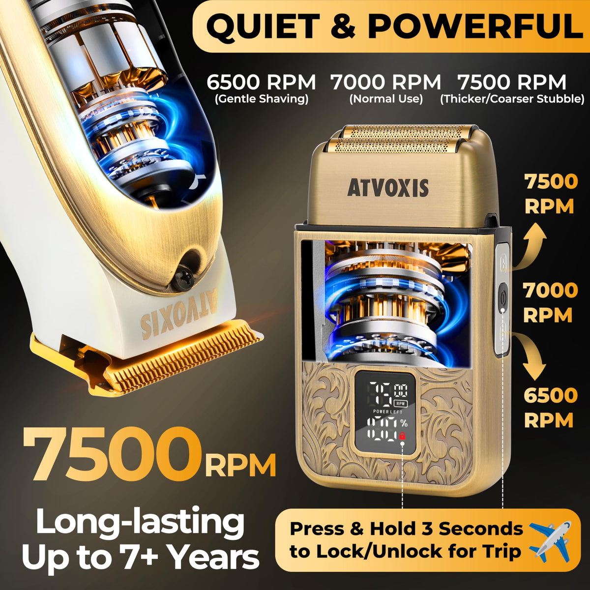 ATVOXIS foil shaver head detail with sensitive-foil for smooth close shaves