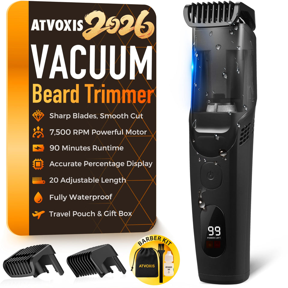 ATVOXIS front view of trimmer showing controls and sleek black finish for clean grooming