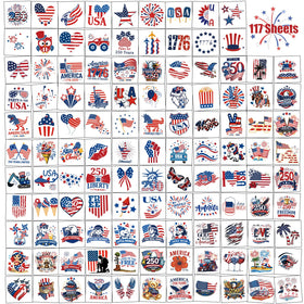 atydkug front packaging showing 117 patriotic tattoo designs, quick ready-to-use