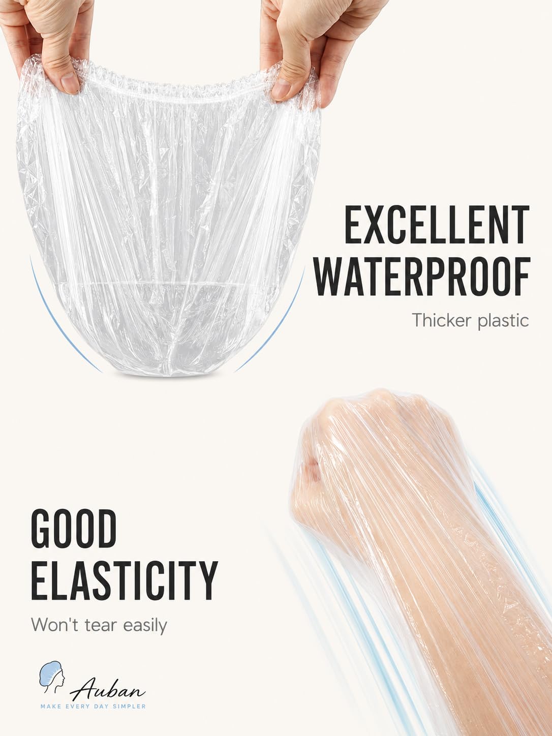 Auban close-up of elastic band and thick plastic for durability