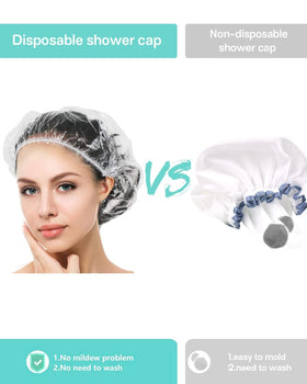 Auban cap on model in shower to show waterproof hair protection