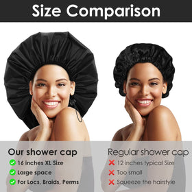 Auban cap worn by model with long braids preserving hairstyle