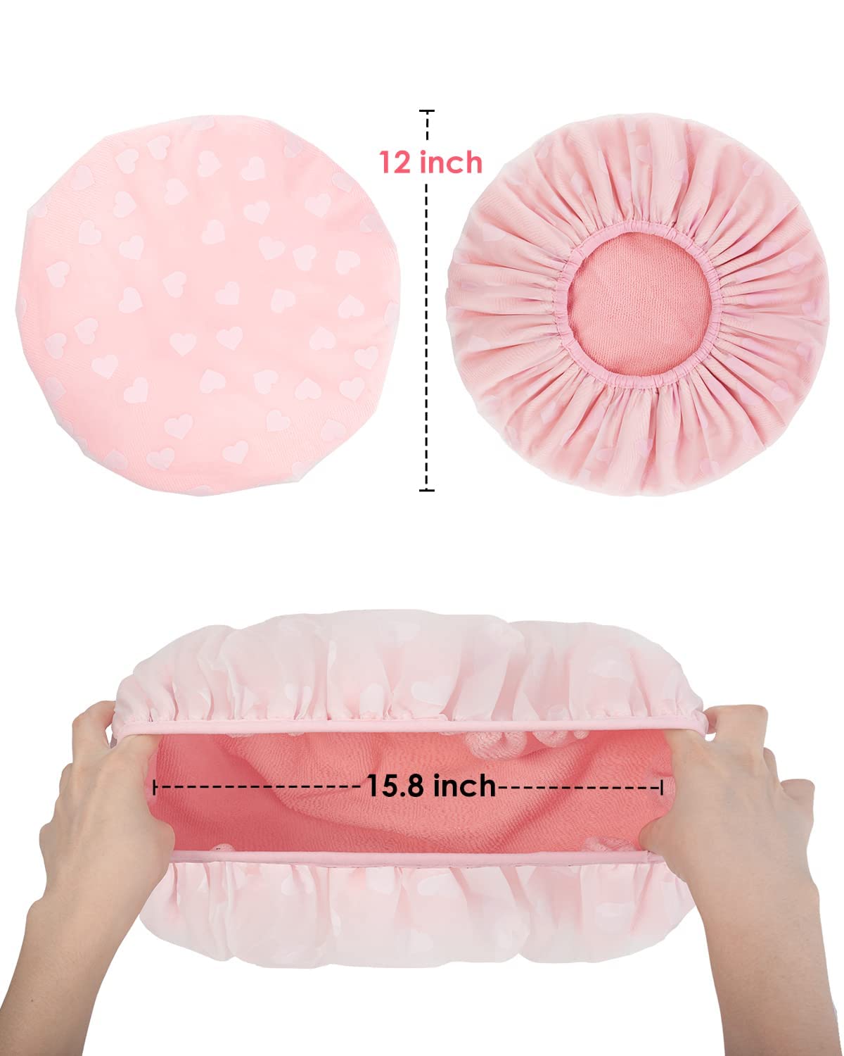 Auban heart-print pattern on cap shell adding stylish, camera-ready bath accessory