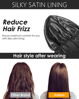 Auban worn in shower scene protecting styled hair from moisture
