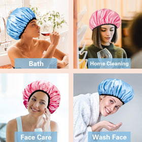 Auban shower cap folded compactly for travel and easy storage