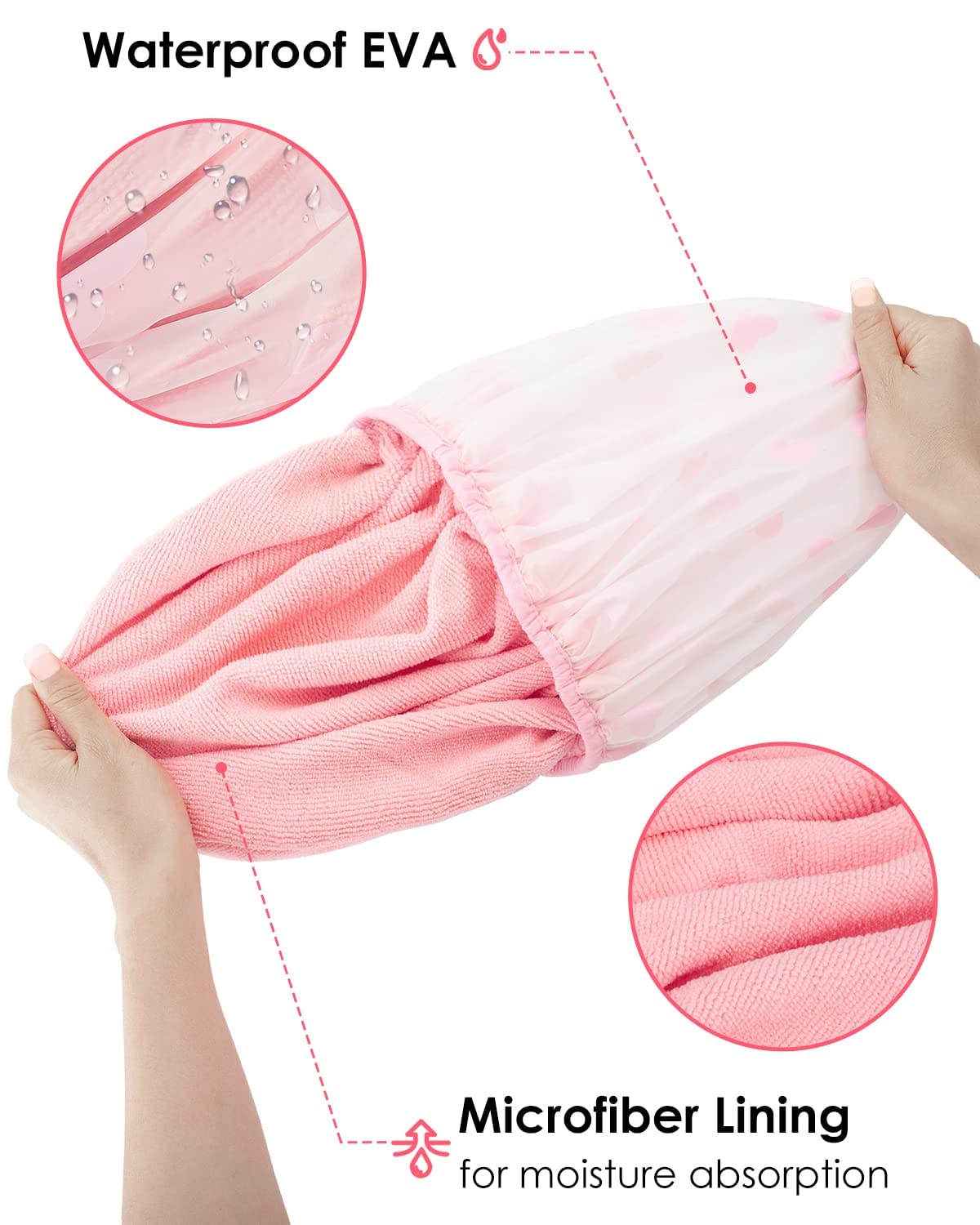 Auban shower cap packed in luggage showing travel-ready, reusable hair protection