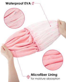 Auban shower cap packed in luggage showing travel-ready, reusable hair protection
