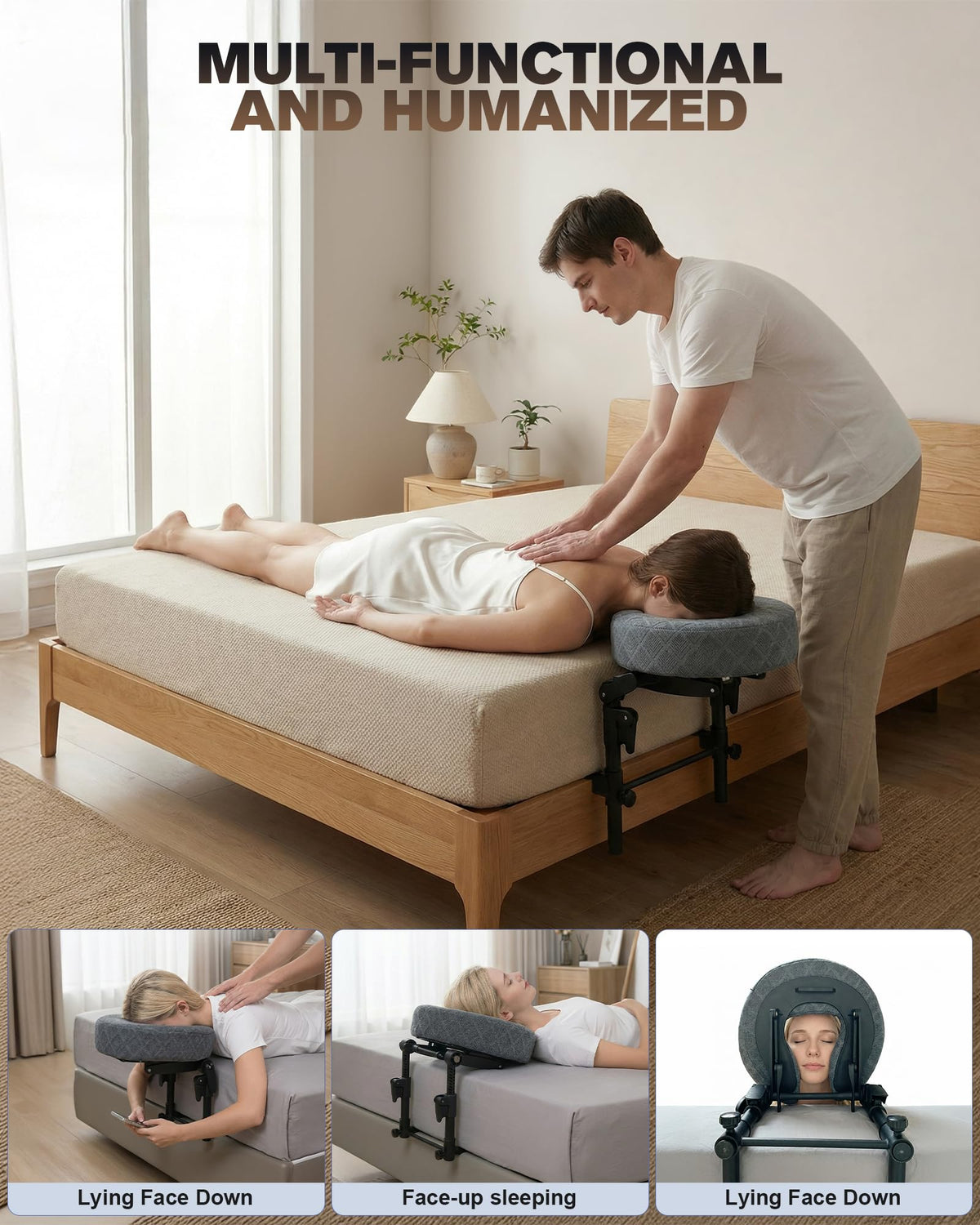 Aucoza close-up of memory foam U-shaped pillow providing gentle facial pressure relief