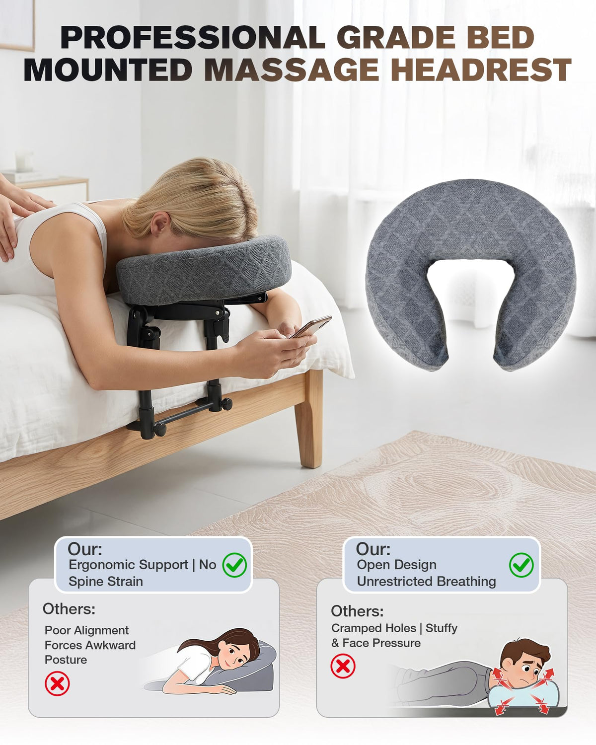 Aucoza folded flat headrest demonstrating compact storage and travel convenience
