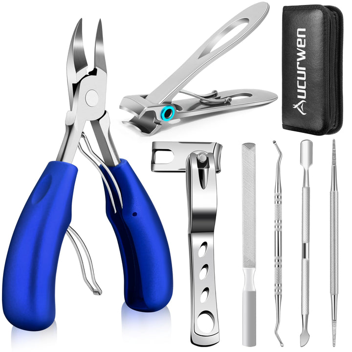Aucurwen front packaging showing full 7-piece pedicure kit and benefits
