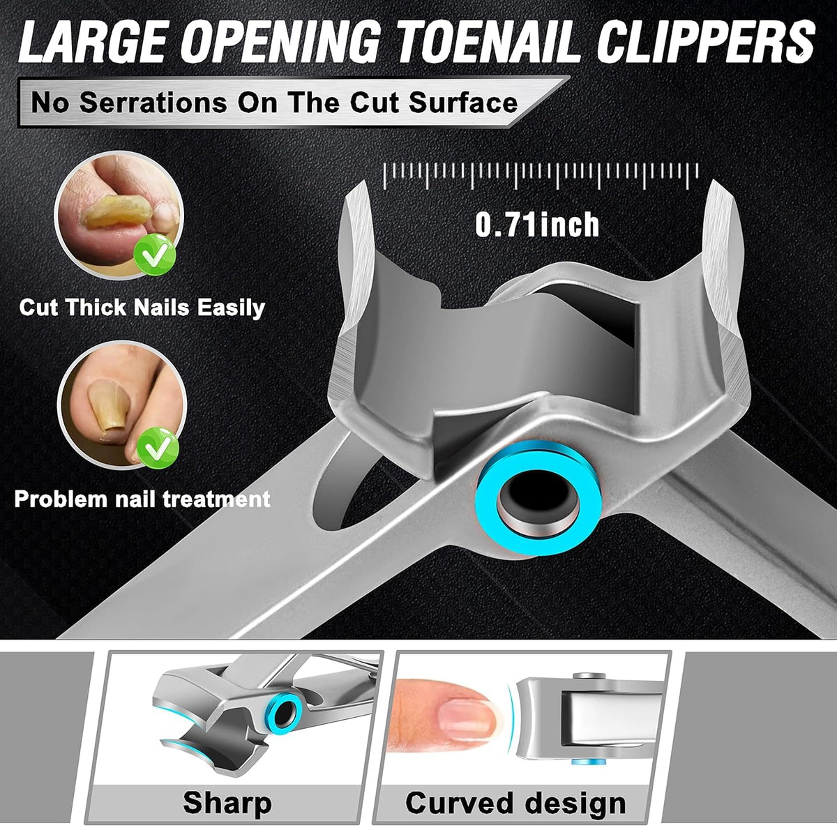 Aucurwen large opening blade detail for cutting thick toenails