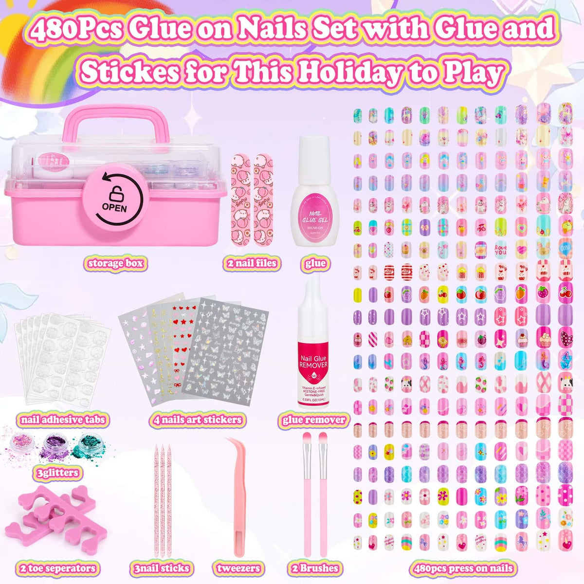 Audab child wearing press-on nails demonstrating playful finished look