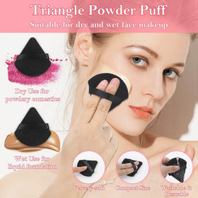 Audab triangle powder puff detail demonstrating velvet texture and precise application