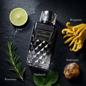 Auelife NAVY MERIDIAN spray close-up demonstrating fine mist for gentle, even application