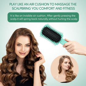 Auhrjomra brush in use detangling damp curls to reduce breakage and smooth hair
