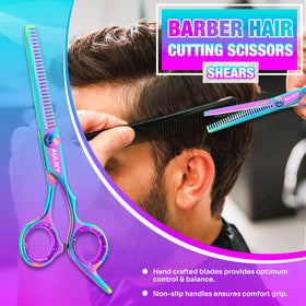 AULikY scissors in use by stylist demonstrating clean sectioning and smooth hair control during a cut