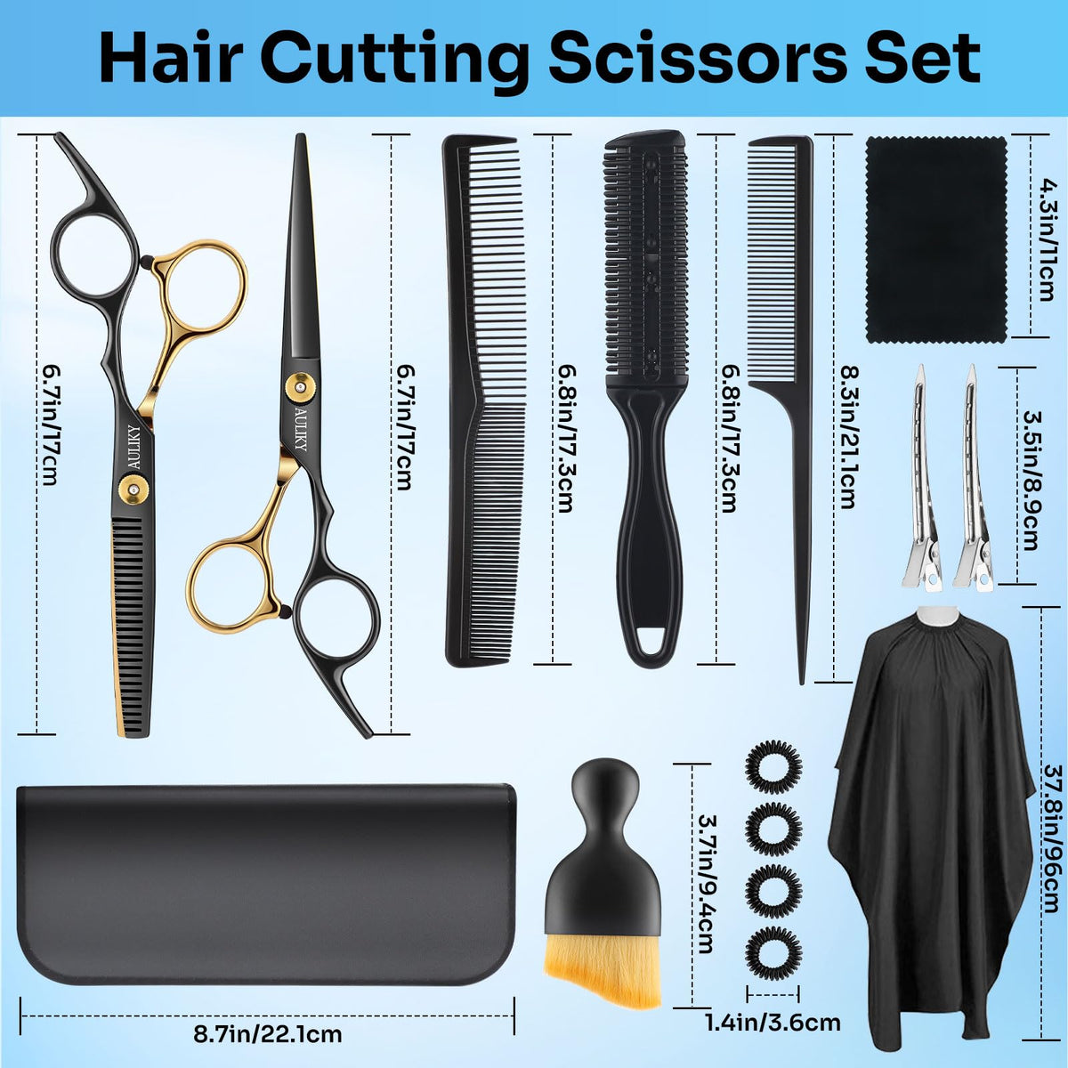 AULikY shears in use cutting hair showing professional control and clean results