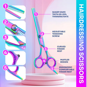 AULikY thinning shear teeth detail showing 27-tooth design that reduces bulk without snagging