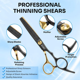 AULikY thinning shears tooth detail highlighting controlled texture removal benefit
