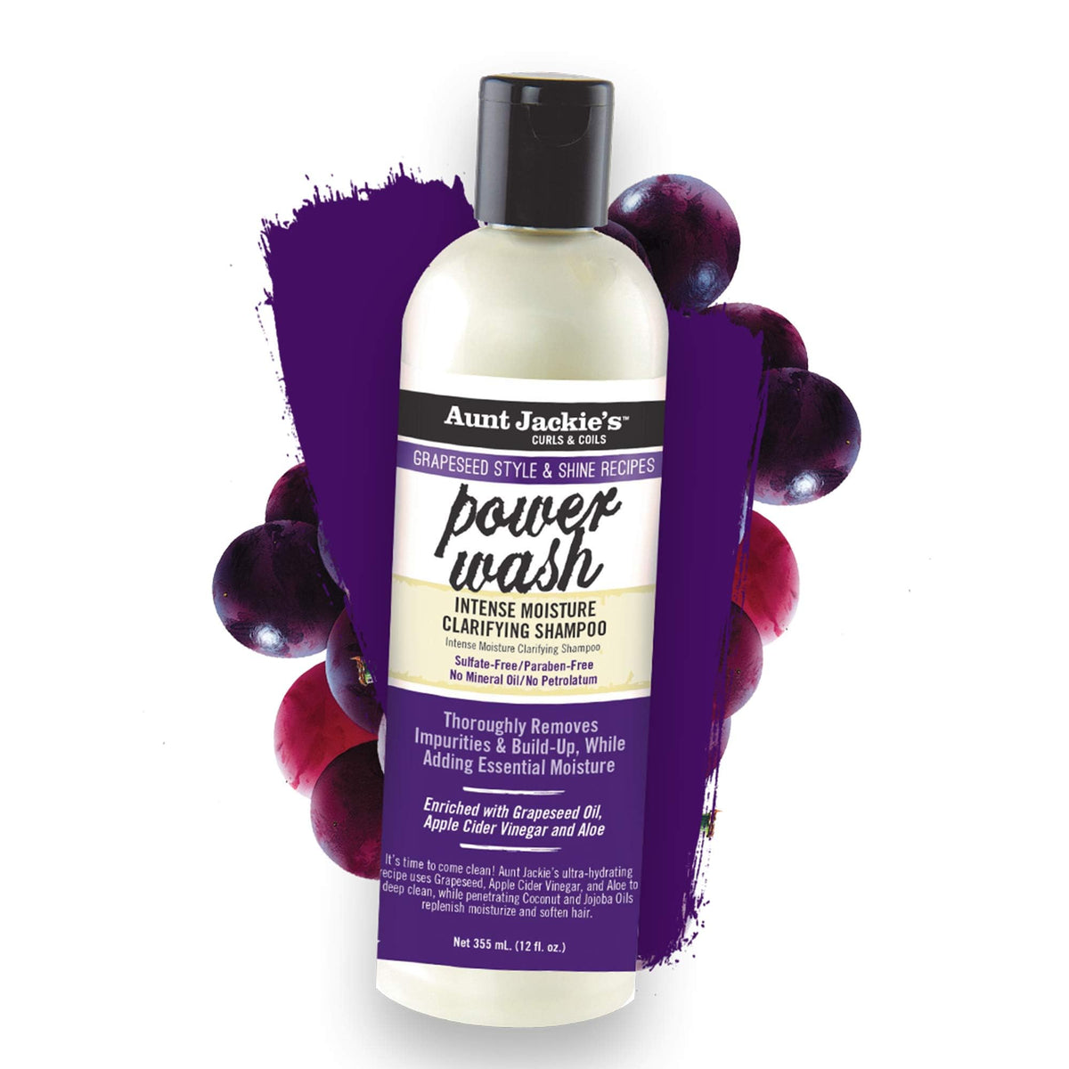 Aunt Jackie's grapeseed and jojoba oils closeup highlighting nourishing oils