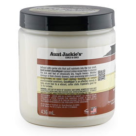 Aunt Jackie's ingredient label close-up showing coconut and avocado benefits