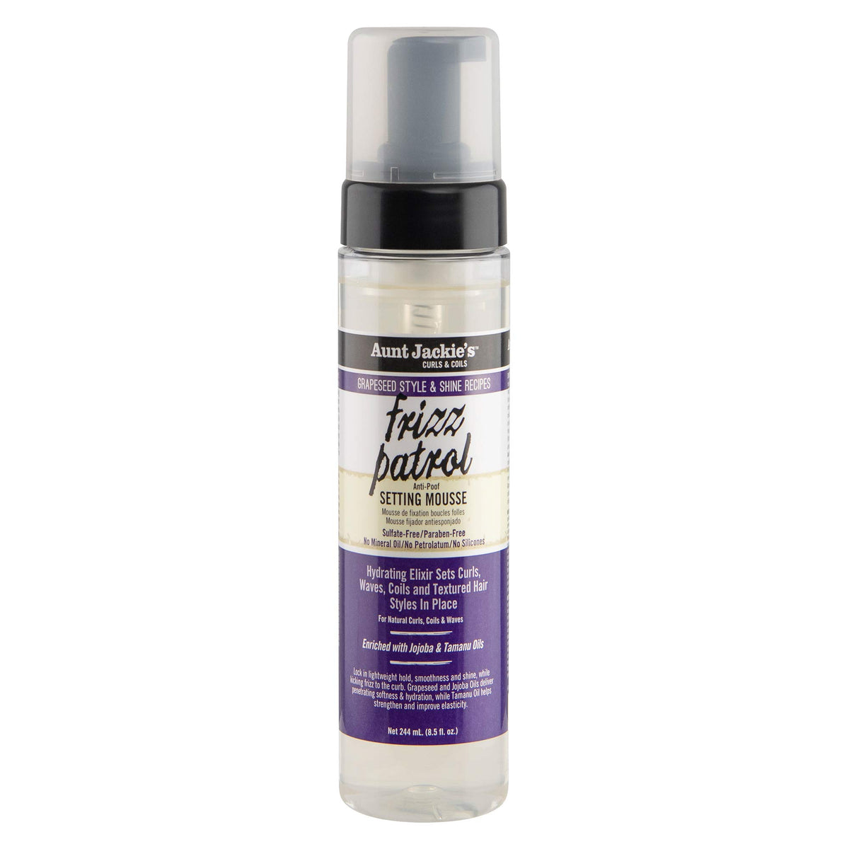 Aunt Jackie's front bottle showing label and 8.5 oz size for easy identification and shopping