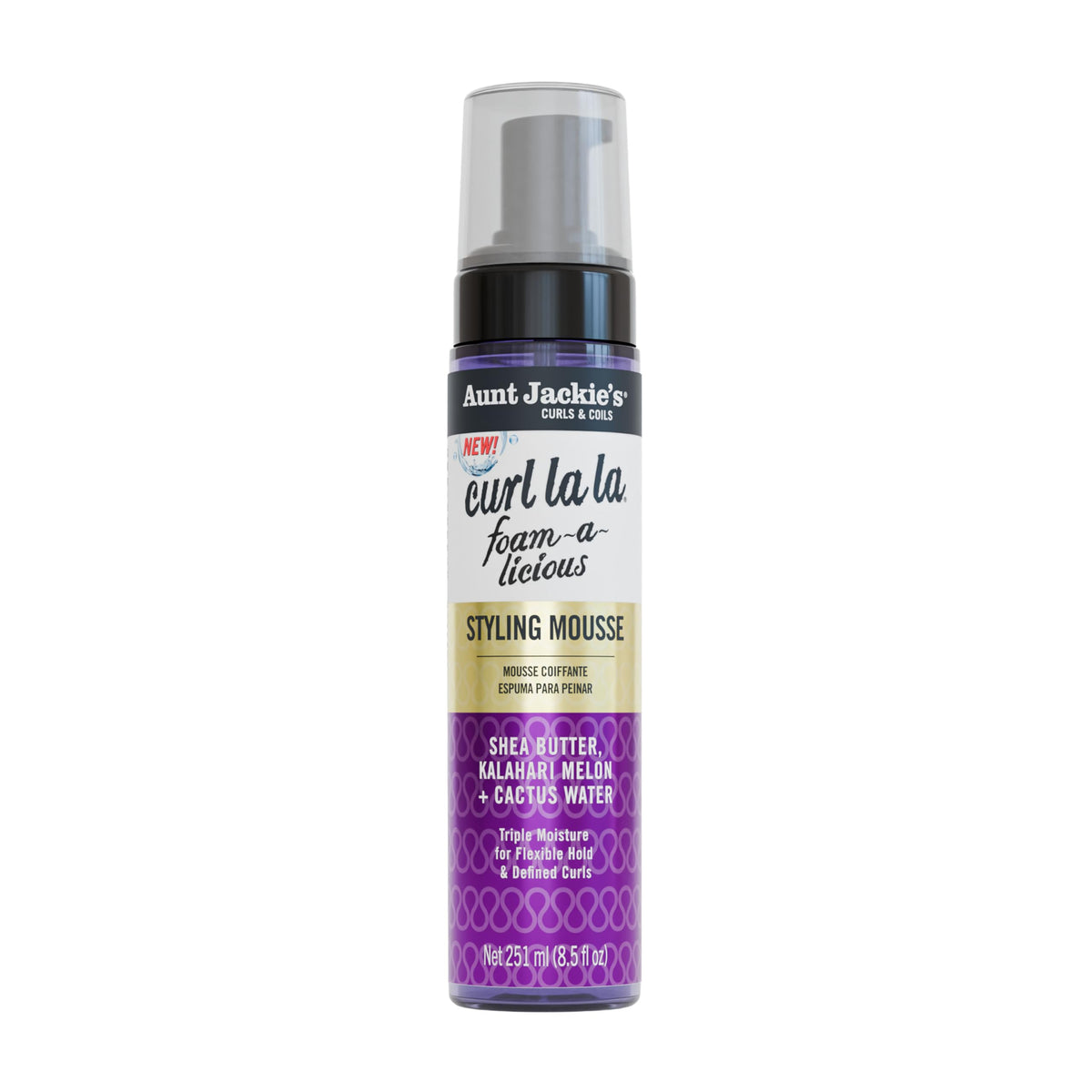 Aunt Jackie's front packaging showing product and clear curl benefits