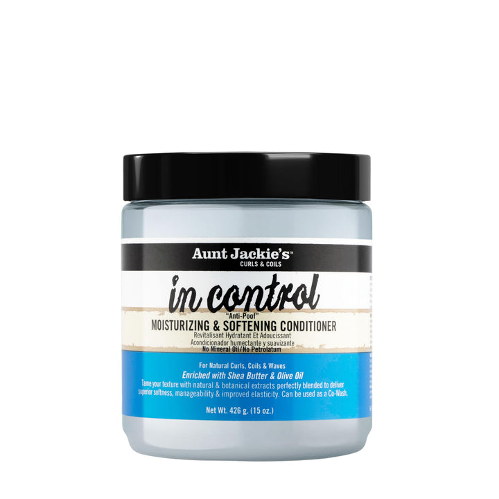 Aunt Jackie's front packaging showing 15oz bottle and product benefit