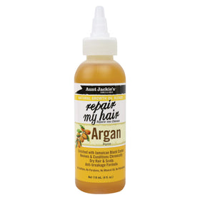 Aunt Jackie's front packaging showing 4 oz bottle and label, promotes anti-breakage