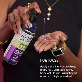 Aunt Jackie's in-use application on wet hair for enhanced curl definition