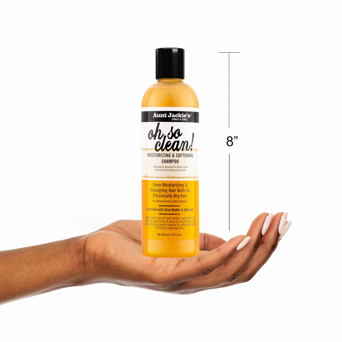 Person washing curly hair with Aunt Jackie's showing improved softness during rinse
