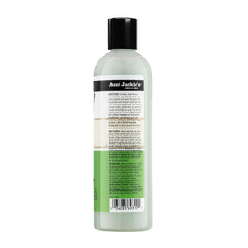 Aunt Jackie's bottle on a bathroom shelf in a tidy styling routine setting