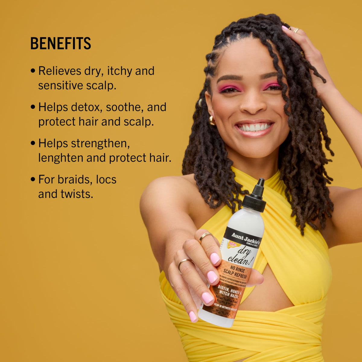 Aunt Jackie's spray pump texture close-up for precise scalp targeting