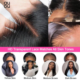 AUOU pre-plucked hairline detail with baby hairs for realistic edges