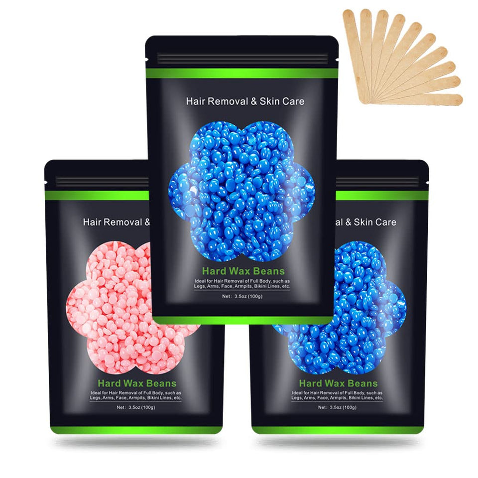 Auperwel front packaging showing three hard wax bead packs for convenience