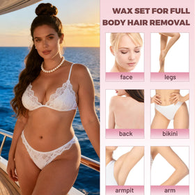 Auperwel in-use lifestyle image waxing bikini area for gentle results