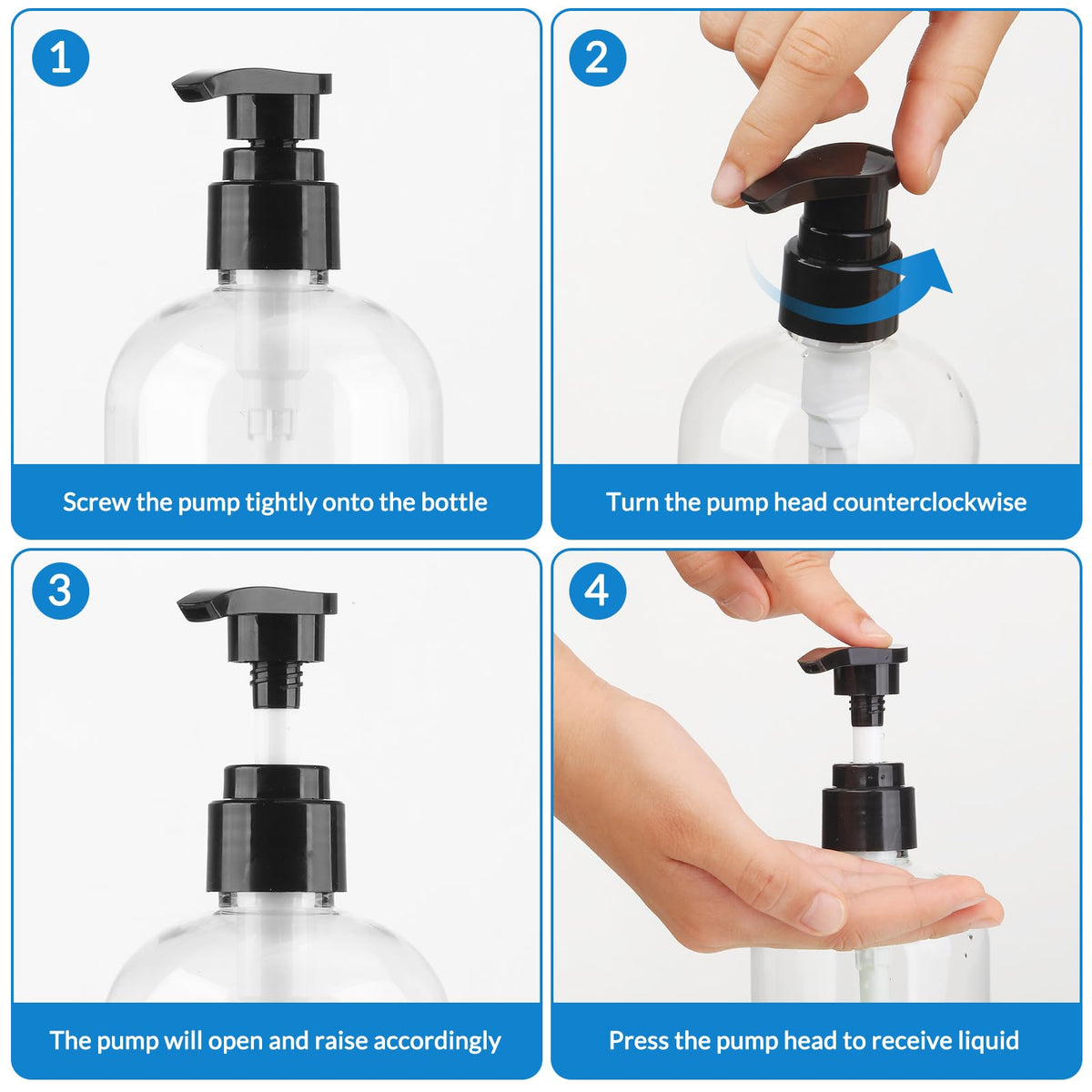 Aurnoet top view of twist-lock pump showing simple open-close mechanism for security