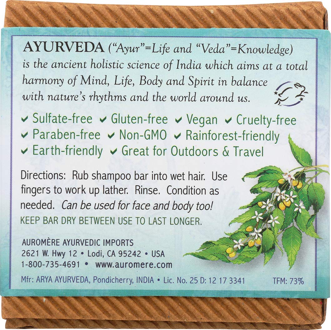 Auromere bar texture close-up highlights handmade surface and natural ingredients